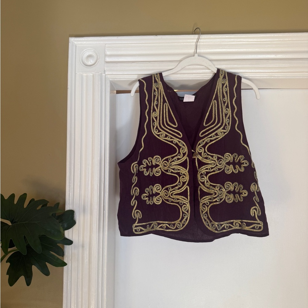 Purple embroidered vest